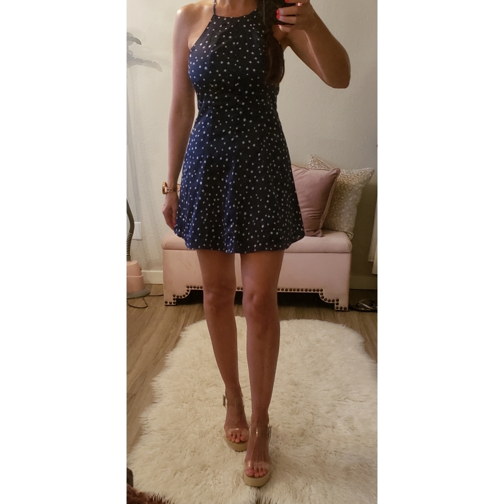 By the Way Stassia Halter Dress in Navy Star - Picture 2 of 10